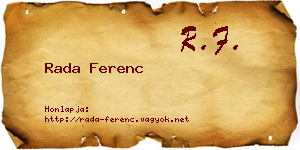 Rada Ferenc névjegykártya